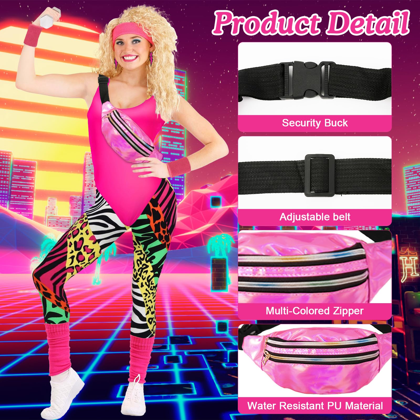 Gigquake 80s 90s outfit women, pink, M - Image 3
