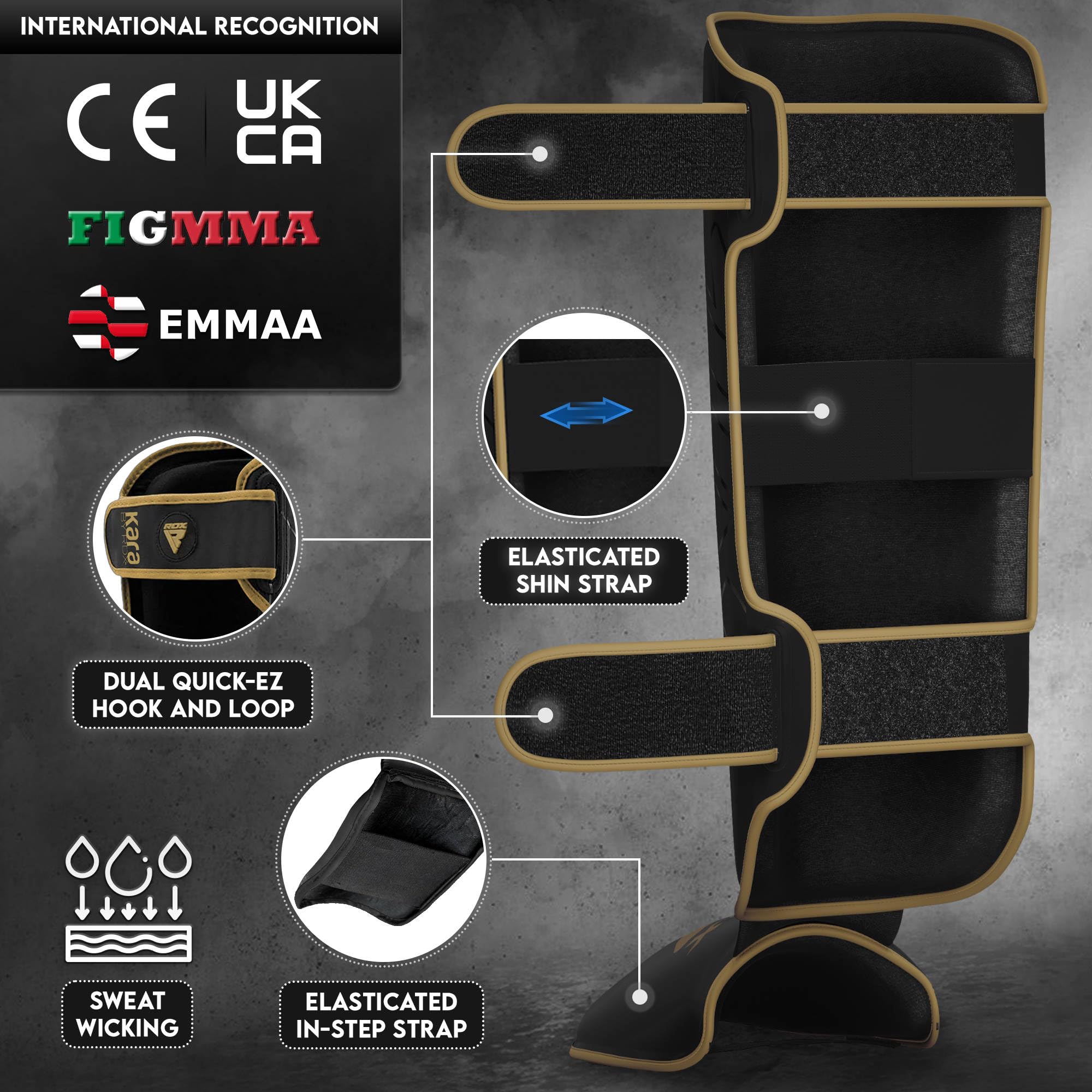 RDX Schutz für warmes Boxen, Thai, Kickboxen, Kampfsport, MMA, Training, Maya-Hide-Leder Kara, Schutz für Muay Thai, Krav, MAGA, Sparring, BJJ, Karate und Kampftraining, Fußschutz