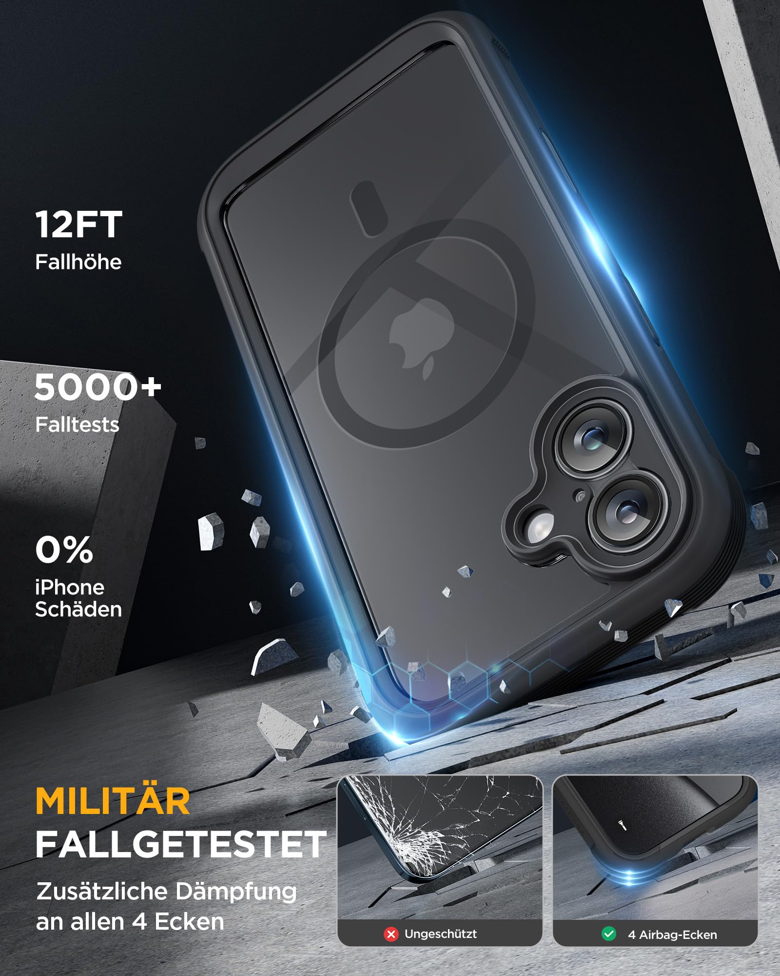 Miracase für iPhone 17 Hülle mit 360 Grad Komplettschutz,Magsafe,Eingebaut Glas Schutzfolie,Arbeit,Outdoor HandyHülle Magnetisch Stoßfest Case für iPhone 17 Schutzhüllen 6,3 Zoll,Schwarz