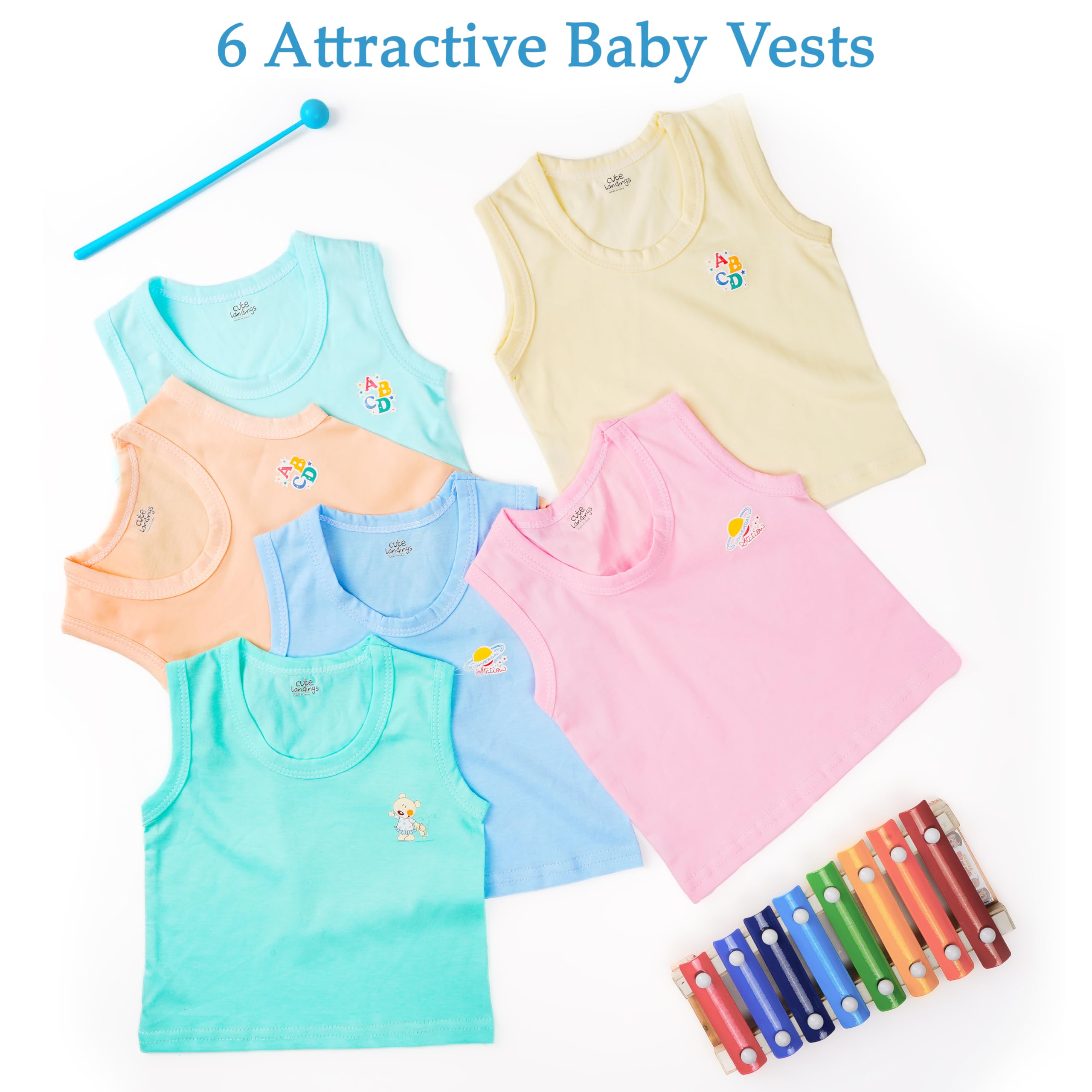 CUTE LANDINGS Unisex New Born Baby Girls And Boys Finest Hosiery Cotton Sleeveless Regular Fit Vests/Baniyan/All Products/Essentials, Multicolor - Image 5 thumbnail