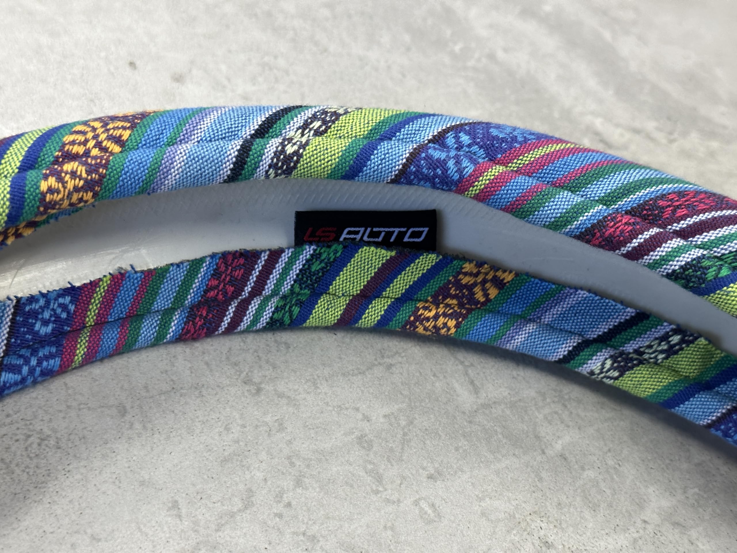 LSAUTO Universal 15inch Ethnic Style Baja Blanket Steering Wheel Cover with Coarse Flax Cloth and Sweat Absorption Anti Slip Car Wrap (Boho Blue)