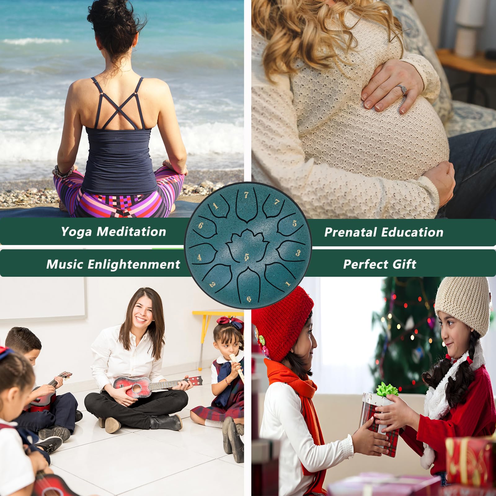 Regentrommel für den Außengarten, 6 Zoll Stahlzungentrommel mit 11 Noten, Schlaginstrument, inklusive Softtasche, Notenheft, Schlägel, ideal für Meditation, Yoga, Entspannung
