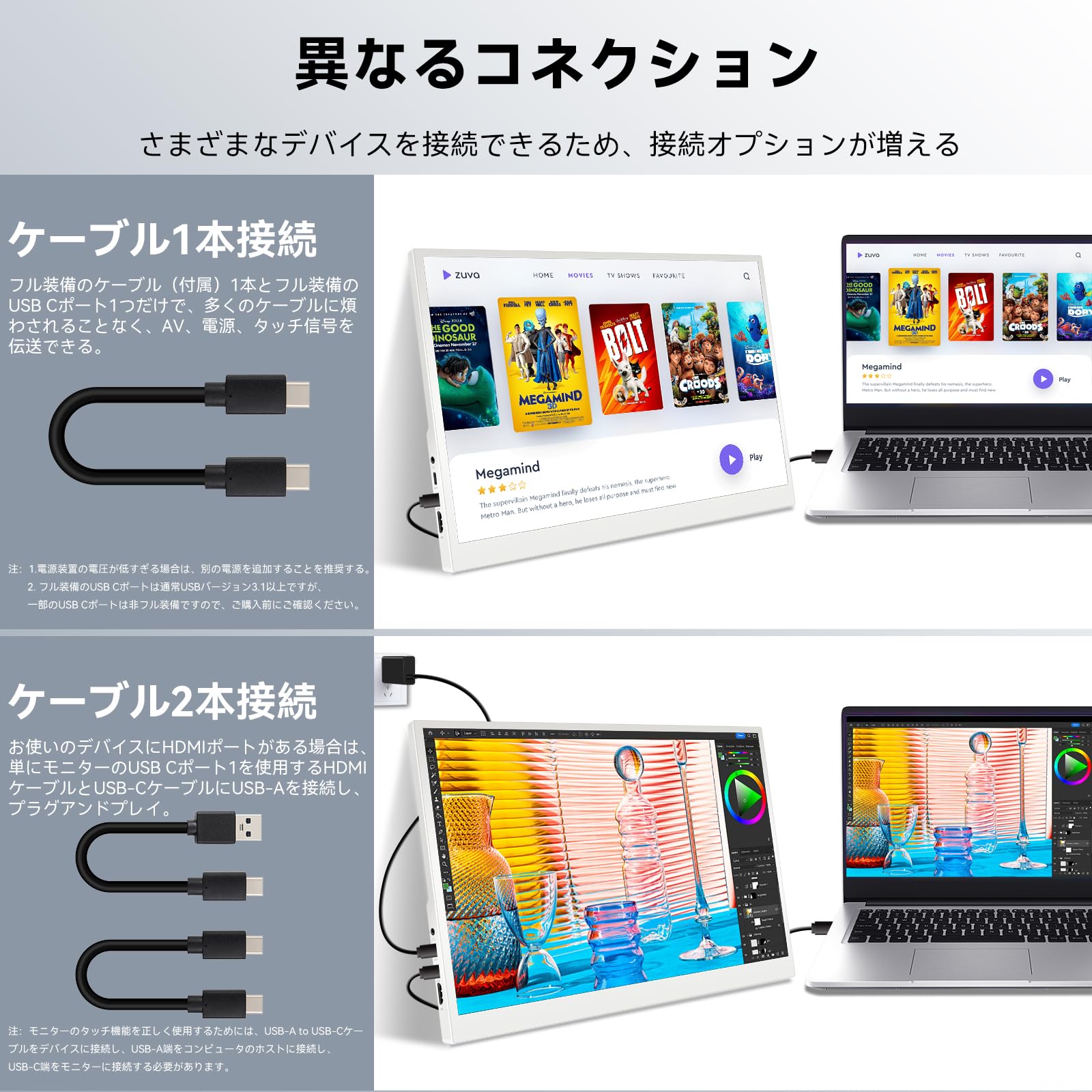 Amazon.co.jp: タッチパネルモバイルモニター、16インチフルHD