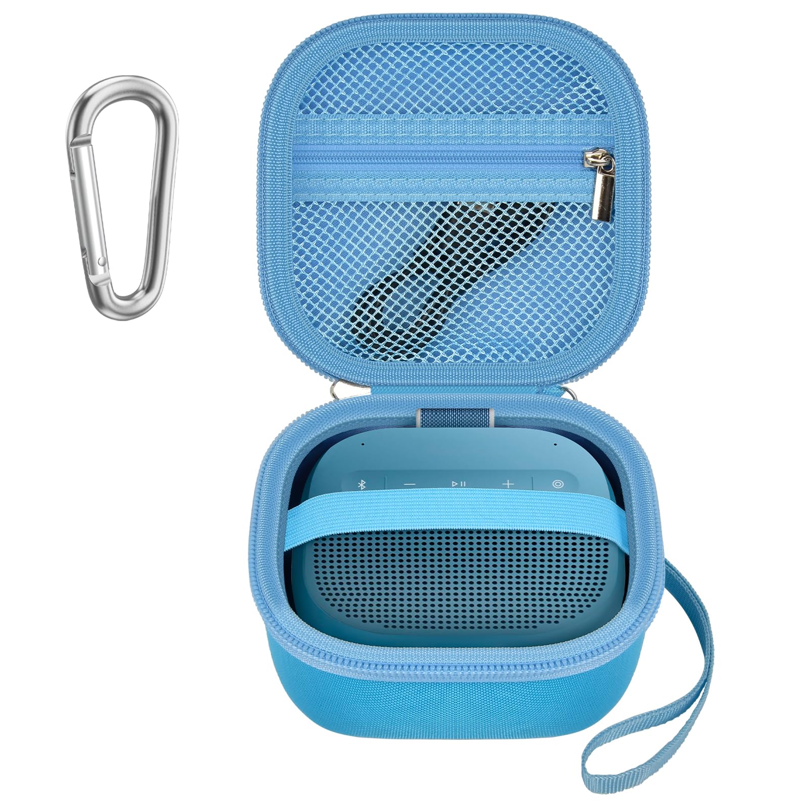 Case Compatible with Bose New SoundLink Micro 2nd Gen Bluetooth Speaker, Portable Carrying Storage Organizer Box with Mesh Pocket for USB Cable&amp;Accessories - Blue (Bag Only)