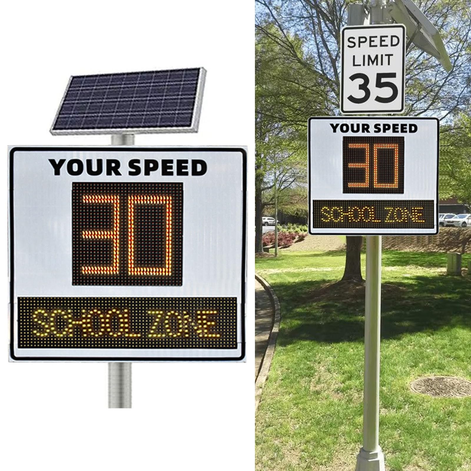 Señal De Límite De Velocidad De Radar De Zona Escolar, Señales De Tráfico De Calle con Energía Solar LED, Reflexión De Alto Brillo, Fácil De Montar