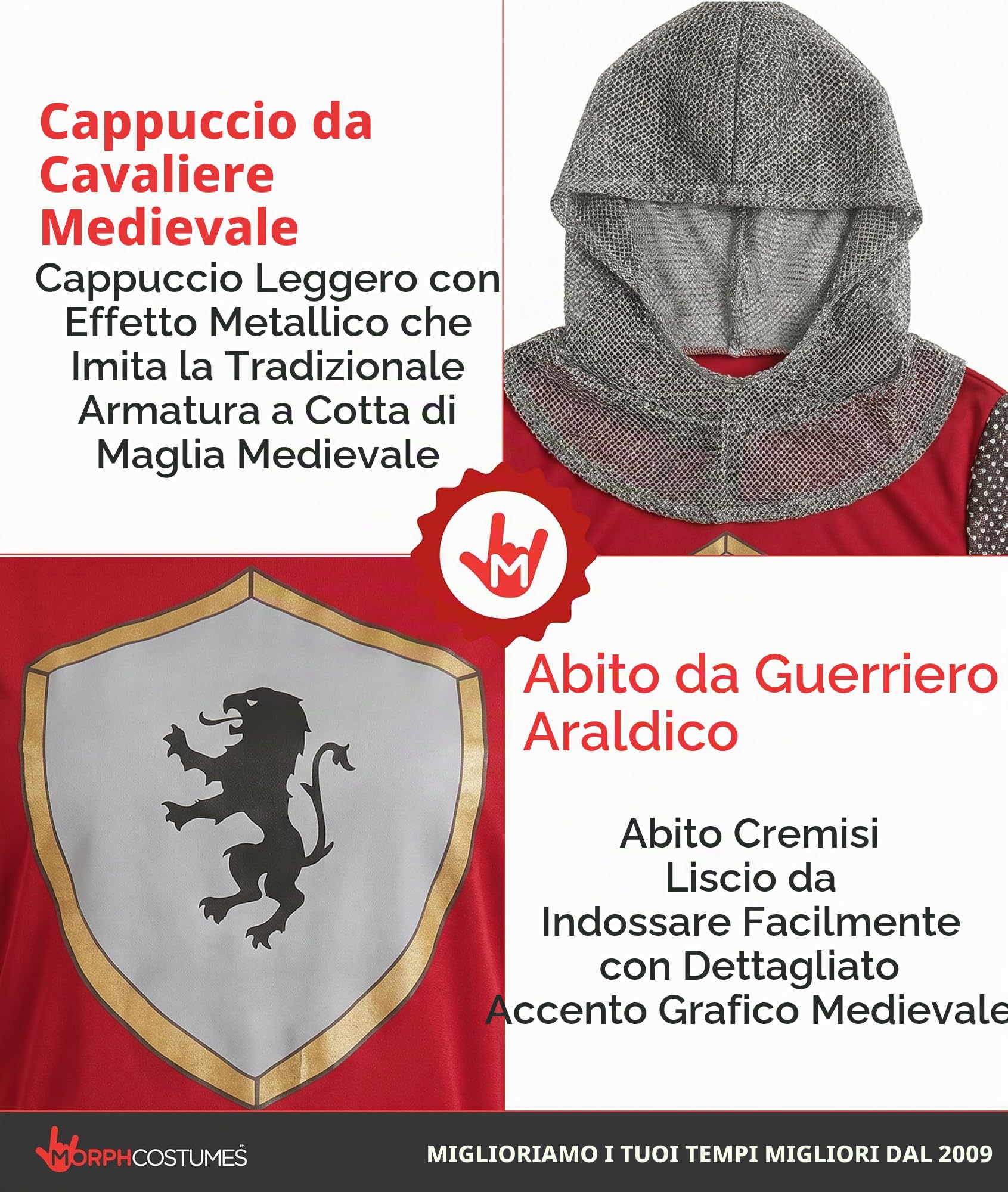 Fun Shack Costume Cavaliere Donna, Costume Medievale Halloween Donna | Abito con Effetto Cotta di Maglia, Cintura & Scudo, Stile Medievale, Perfetto per Halloween, Ideale per Travestirsi