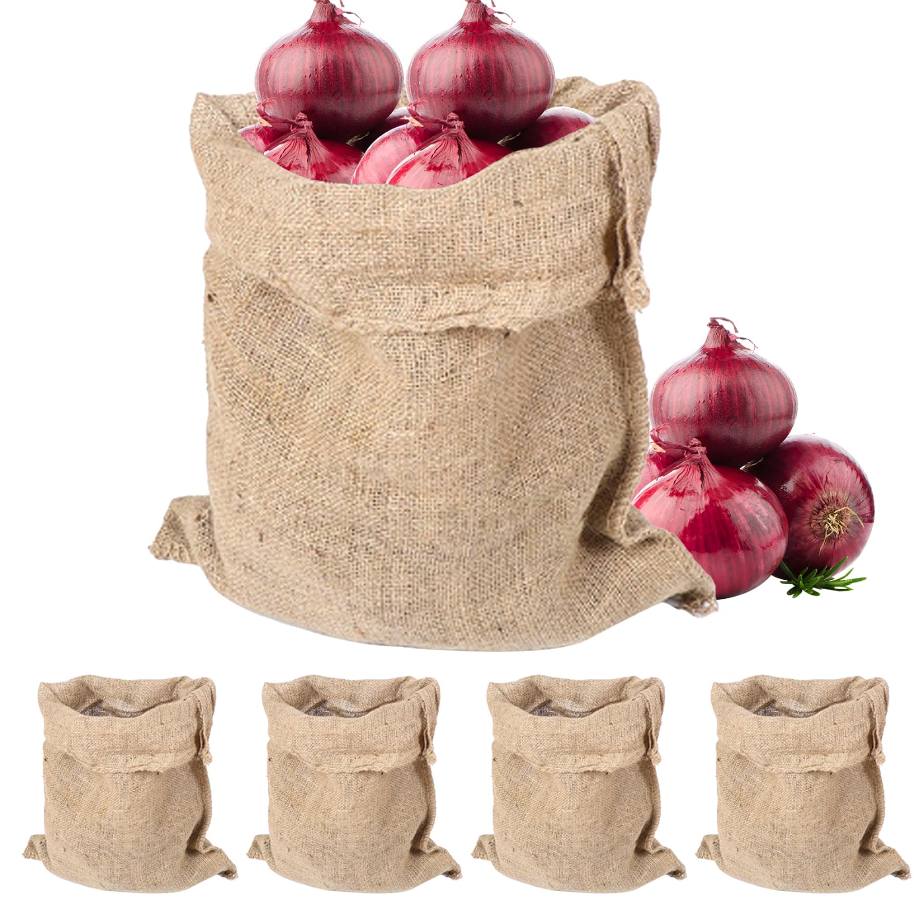 5 bolsas de yute para patatas y almacenamiento de verduras de 40x60 cm