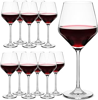 Btat- Wine Glass Set, Set of 12, 15 oz, Wine Glasses with Stem, Long Stem Wine Glasses, Crystal Wine Glasses, Red Wine Gla...