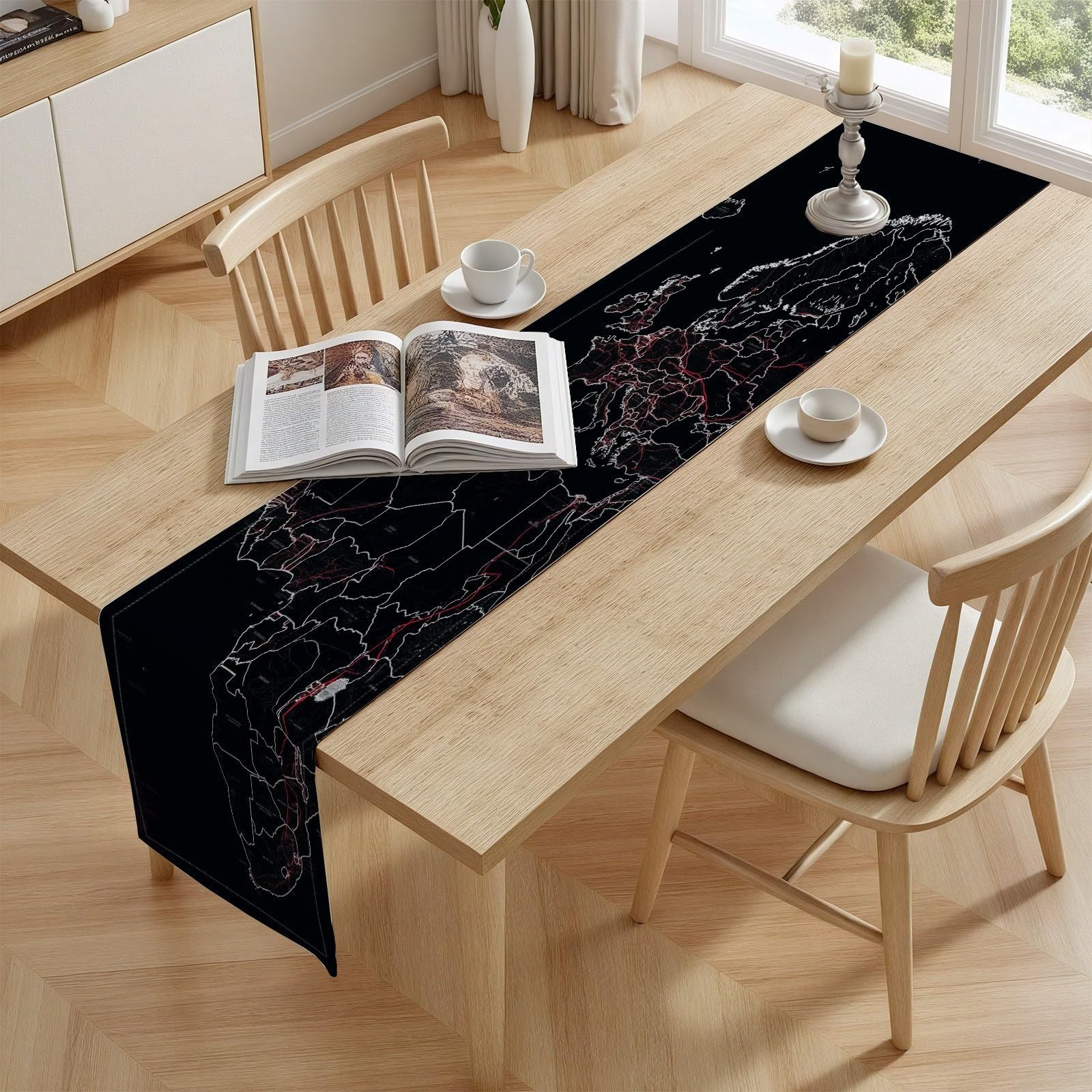 Modern Earth Table Runner Abstract African Table Decor, Kitchen Dining Minimalist Landscape Party Cover, Home Decor Table Mat 30x140 cm