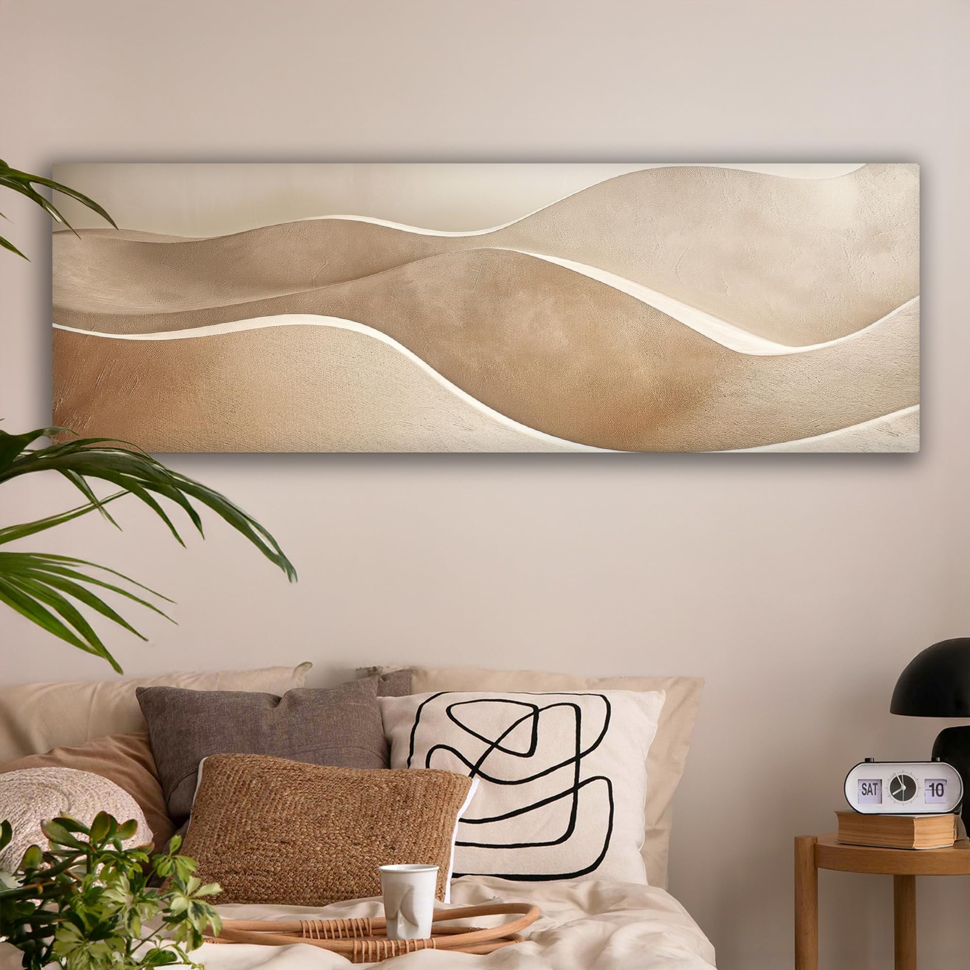 MuchoWow© Bilder Groß 180x60 cm Wohnzimmer Deko Modern Wandbild XXL Kunstdruck auf Leinwand Bild Schlafzimmer über Bett Room Decor Geschenke Beige - Hügel - Muster
