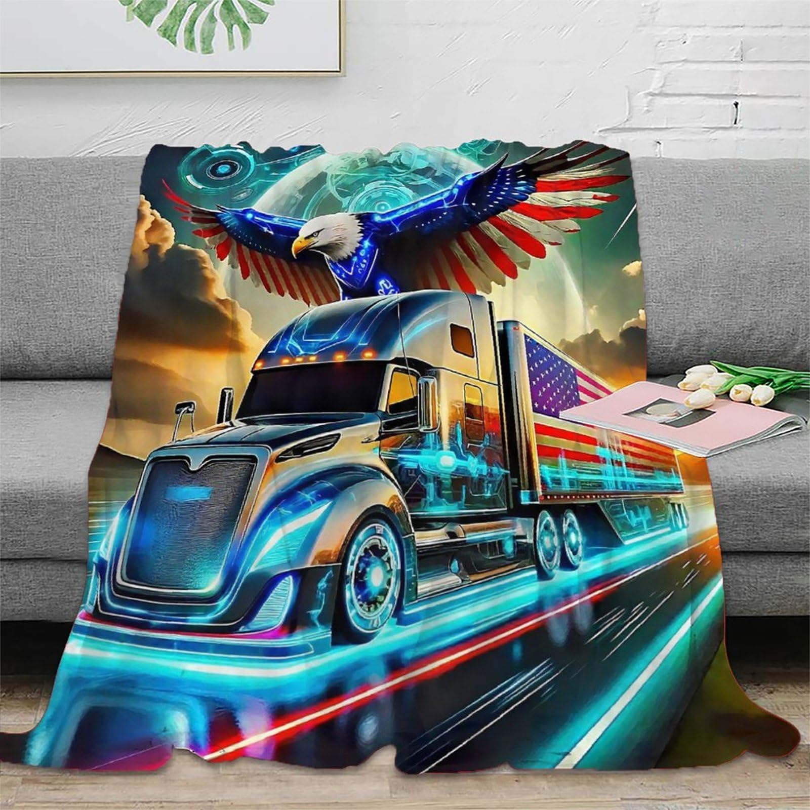 Couverture en peluche camion 3D le cadeau idéal pour décorer une chambre d'enfant