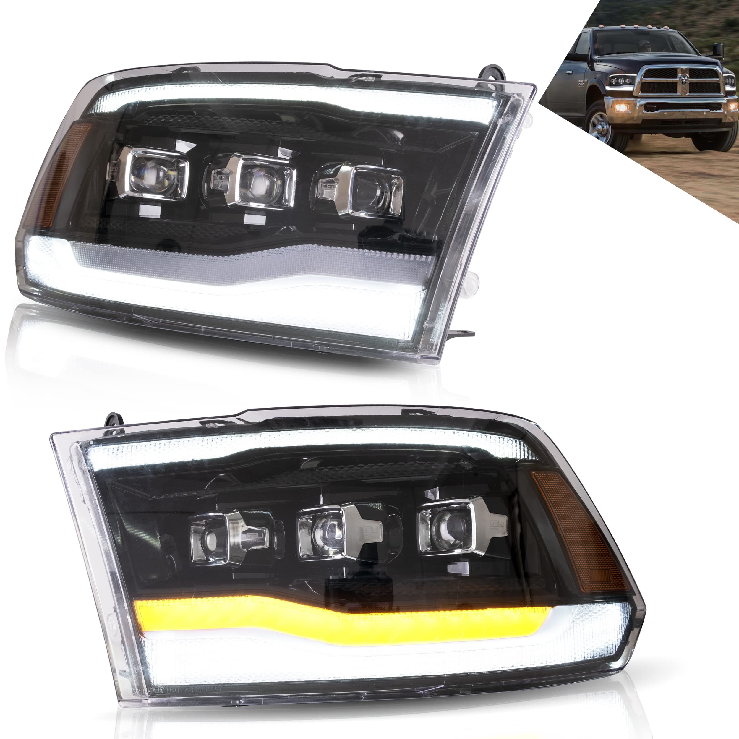 Voll-LED-Reflektor FrontScheinwerfer Für 2009–2018 Dodge Ram