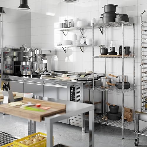 Miniatura 191 de Kit de estantería de alambre cromado de 4 niveles de 24 pulgadas de profundidad x 24 pulgadas de ancho x 64 pulgadas de alto Unidad de estante