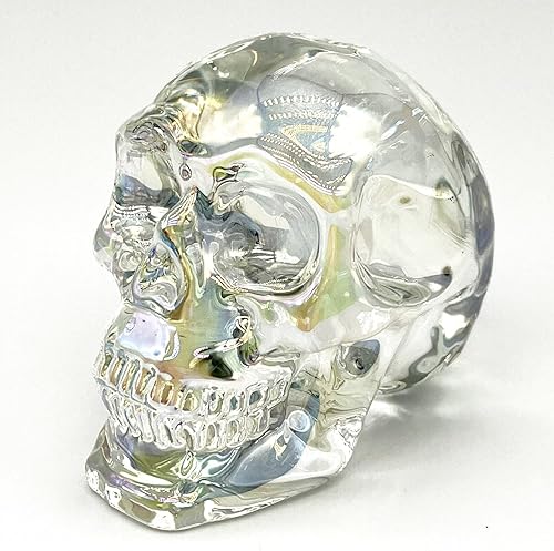 FZBHRO Estatuas de cabeza de calavera de cristal, figuras de calavera transparente K9, piedras preciosas de calavera de cristal, decoración de