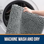 OLANLY Chenille Bath Mat 16" x 24", Extra Soft Absorbent Plush Bathroom Mat, Rubber Backing Quick Dry, Machine Washable Bath Mats for Bathroom Floor, Tub and Shower, Home Decor Accessories, Grey