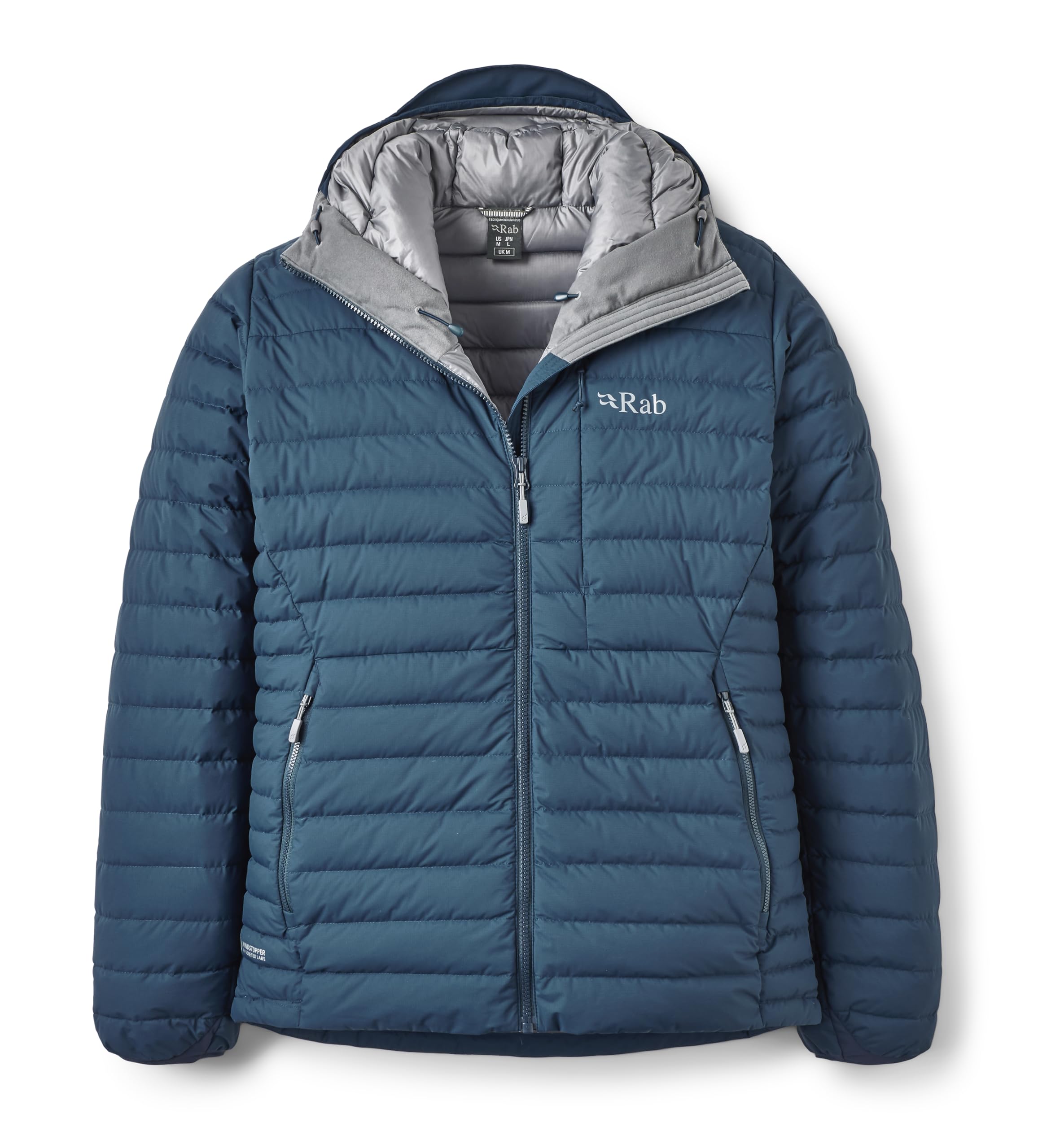 Rab Men's Tempest Blue Microlight Windstopper Hoody - Gtx Windproof Gore-Tex Down Jacket For Skiing & Climbing - Small