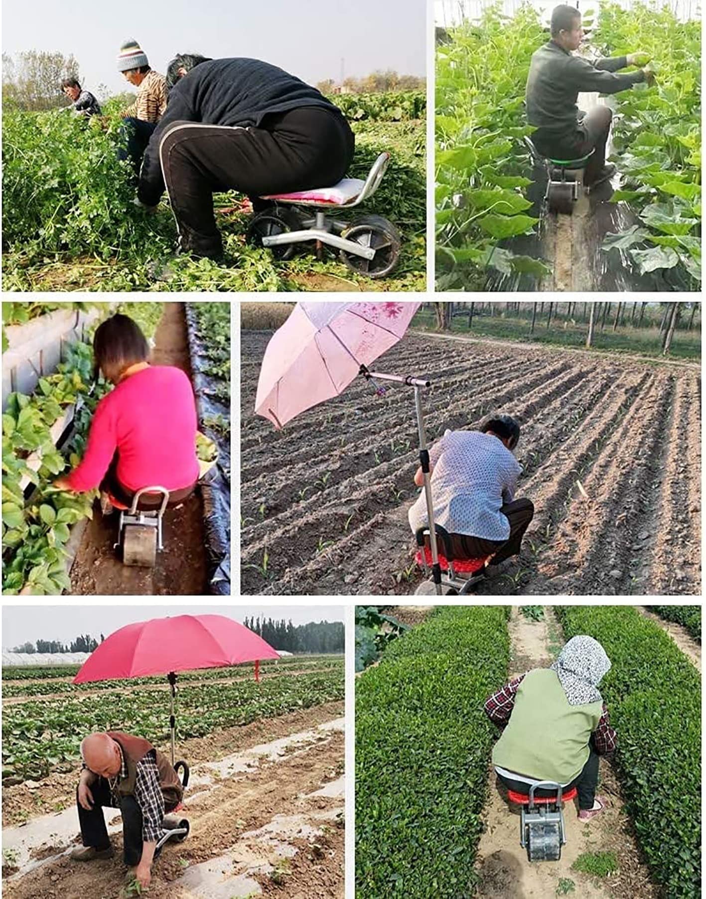 Rollende tuinwerkstoel met wielen, tuinkar rollende kruk