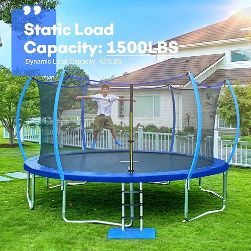 Miniatura 2 de Zupapa 1500LBS Weight Capacity No-Gap Design 15 14 12 10FT Trampoline for Kids with Safety Enclosure Net Outdoor Backyards Trampolines with Non-Slip
