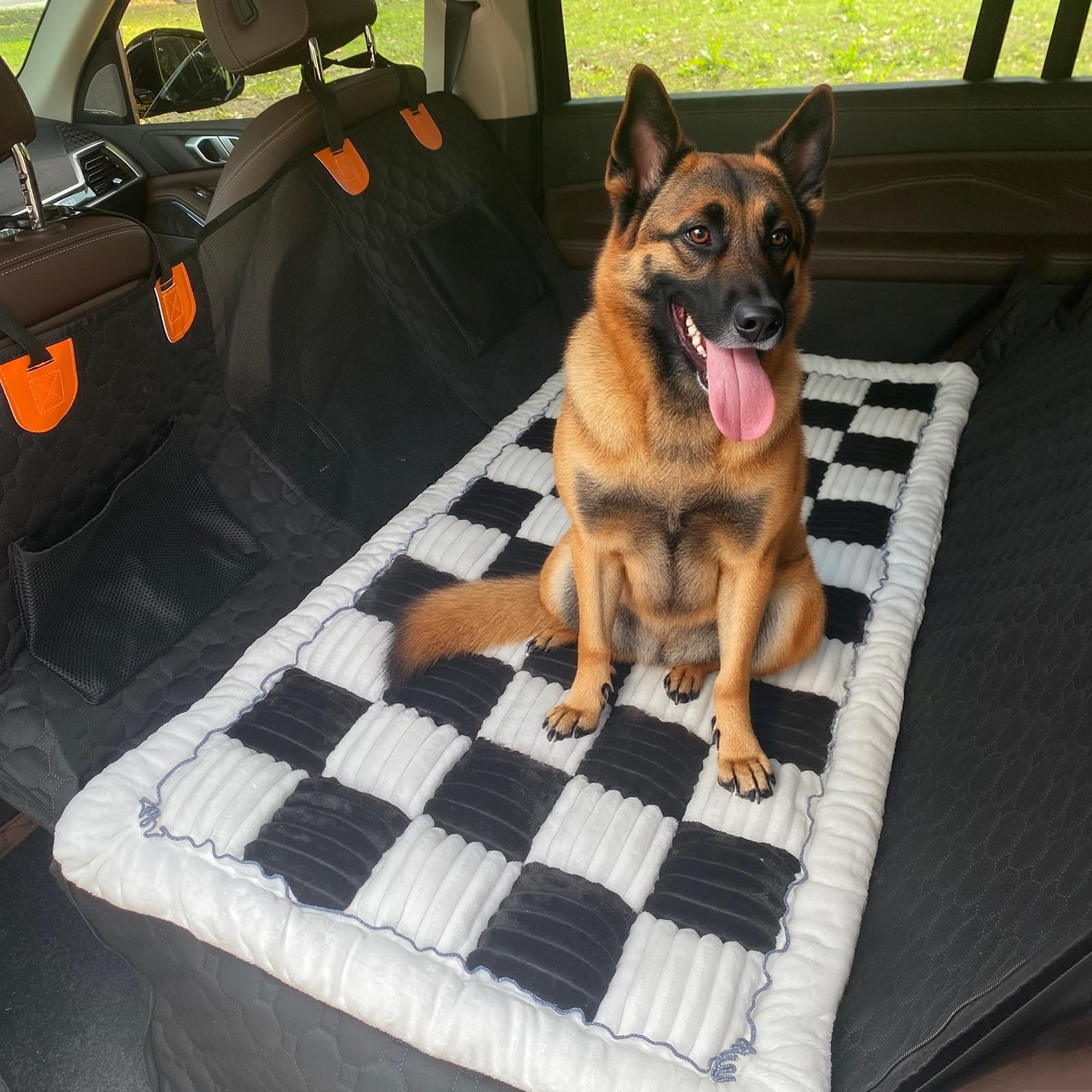 GKXLH Hunde-Autositzbezug für Rücksitz - Weiche Rücksitz-Haustier-Bett-Matte, Rutschfeste Reise-Hundebett-Matte für Autorücksitz, Dicker Hundesitzbezug für Loveseats (Schwarz, 60x130cm)