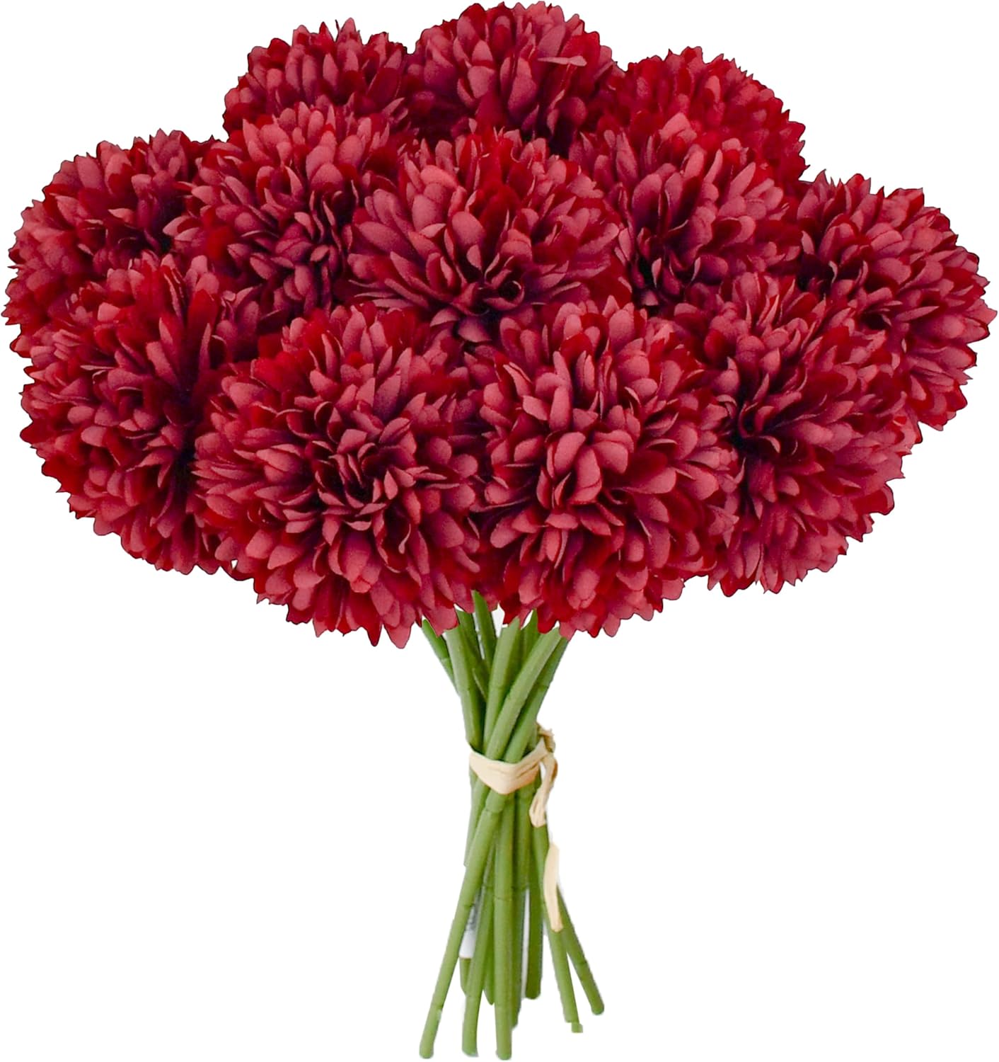Mandy's Burgundy Artificial Ball Chrysanthemum 12 Stems Faux Flowers with Bendable Stems for Valentine's Day and Easter Decorations DIY Wedding Centerpiece Fall Decor Home Arrangements