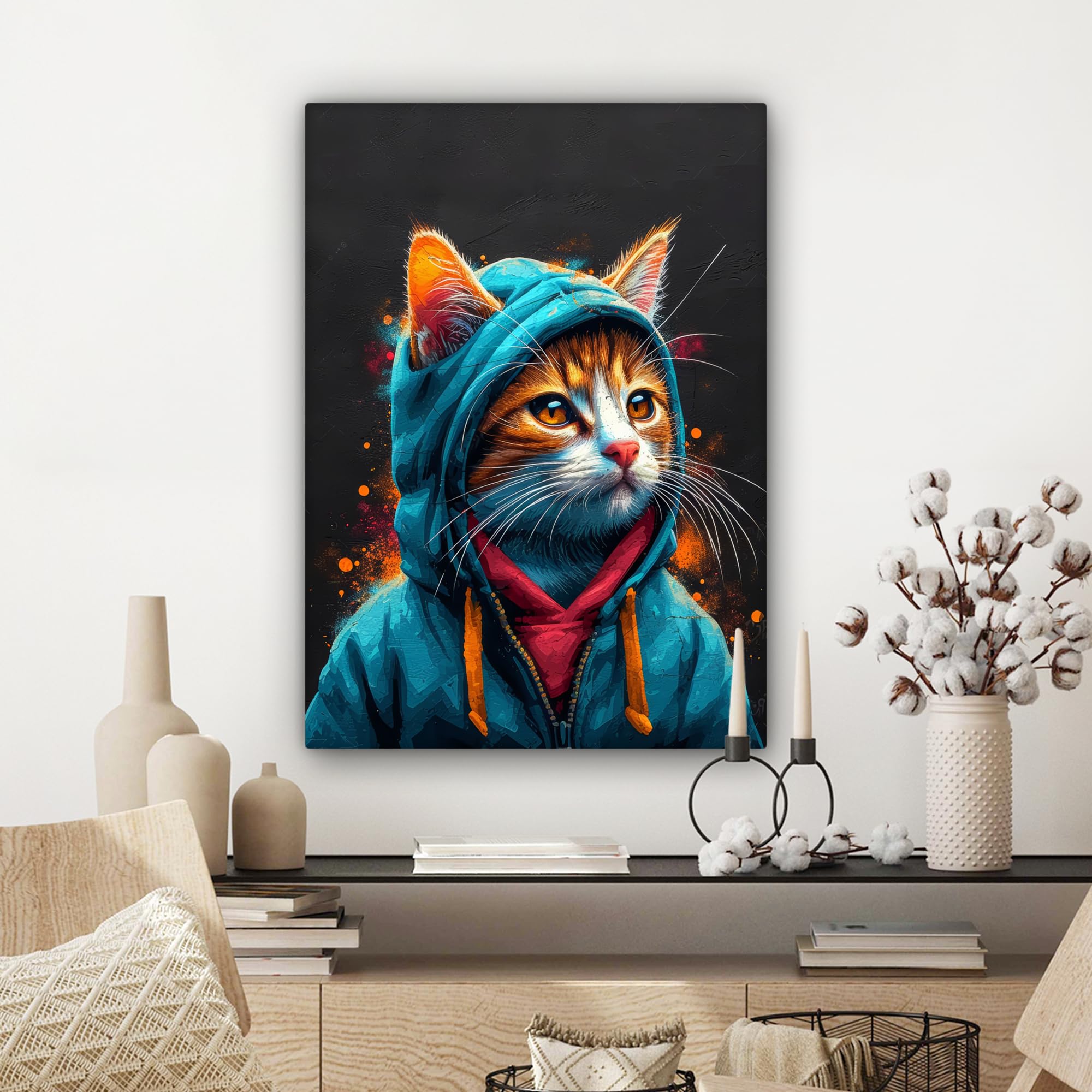 MuchoWow© Canvas Schilderij 40x60 cm Kamer Muur Decoratie Woonkamer Slaapkamer Room Decor Wall Decoration Art Painting Tijger - Wilde dieren - Portret - Zwart - Dieren