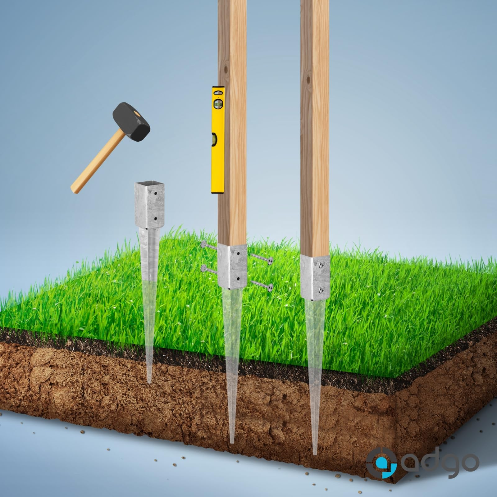 KOTARBAU® Supporto Per Pali Quadrati 50 X 50 X 600 Mm Per Travi In - Foto 9