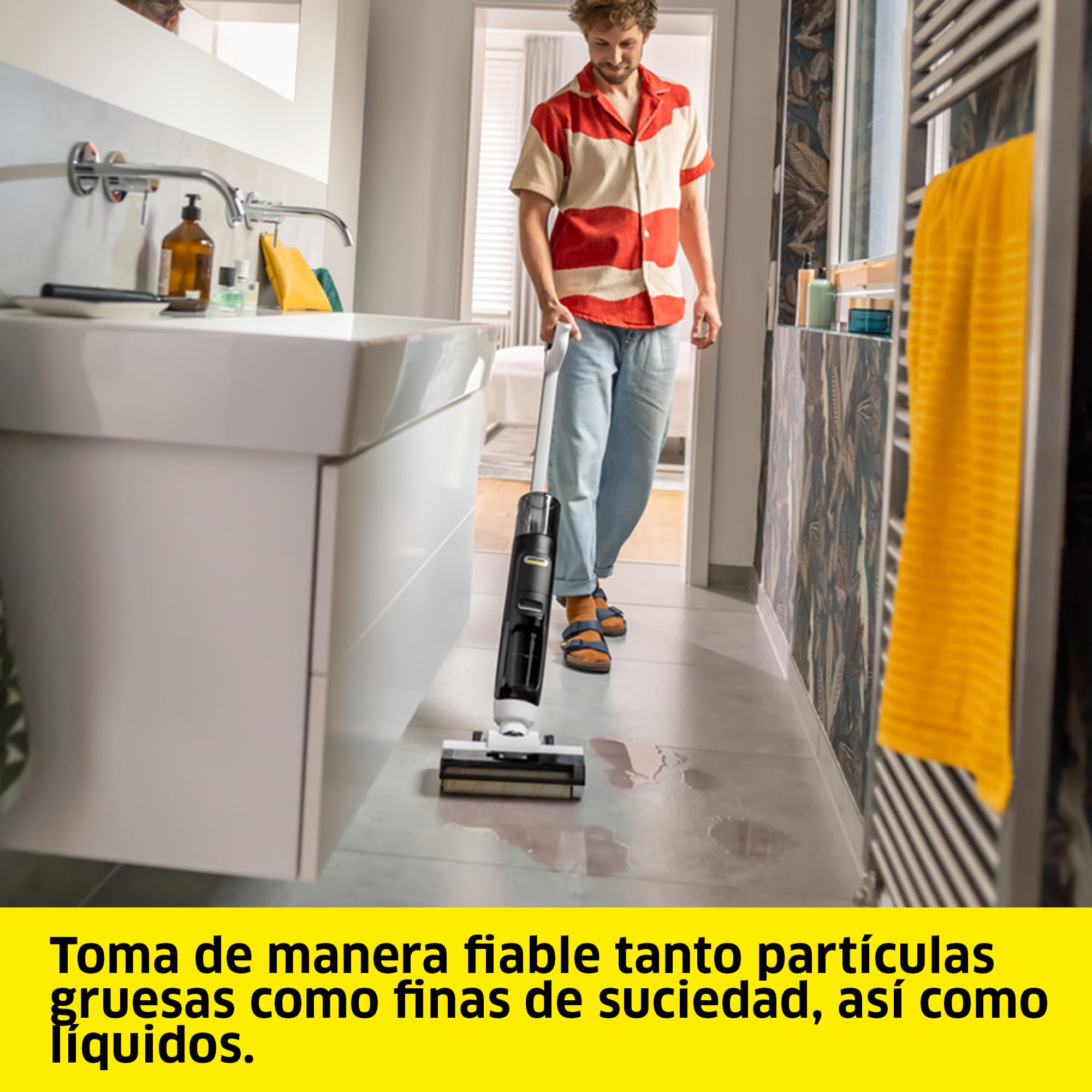 KÄRCHER fregona aspiradora FCV 3, Aspirador y fregasuelos inalámbrico con 3 Modos, autonomía de la batería: Aprox. 30 min, Rendimiento de Superficie por Carga de batería: Aprox. 130 m²
