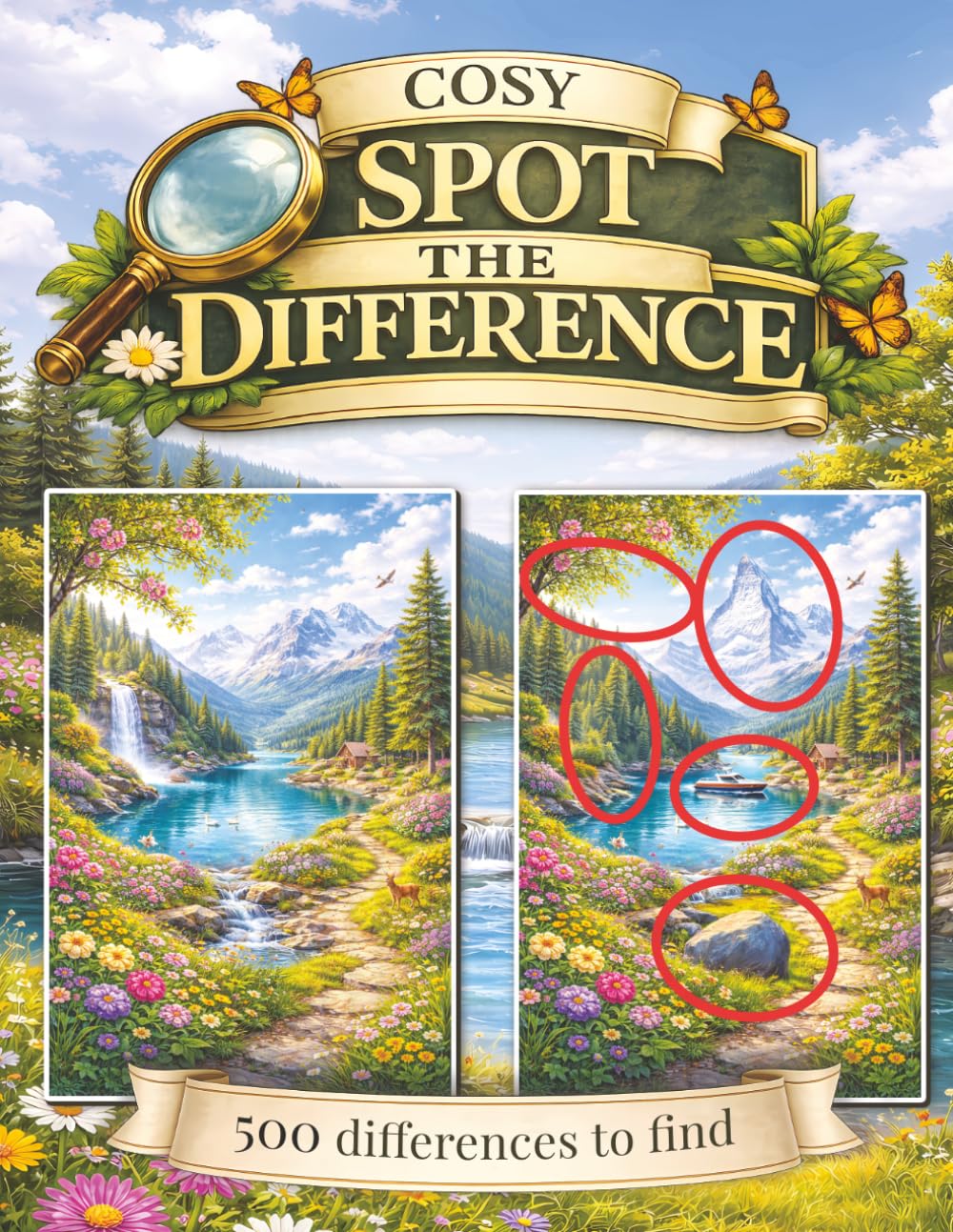 Cosy Spot the Difference Book for Adults & Seniors: A Beautiful and Relaxing Puzzle Book with 500 Differences to Find