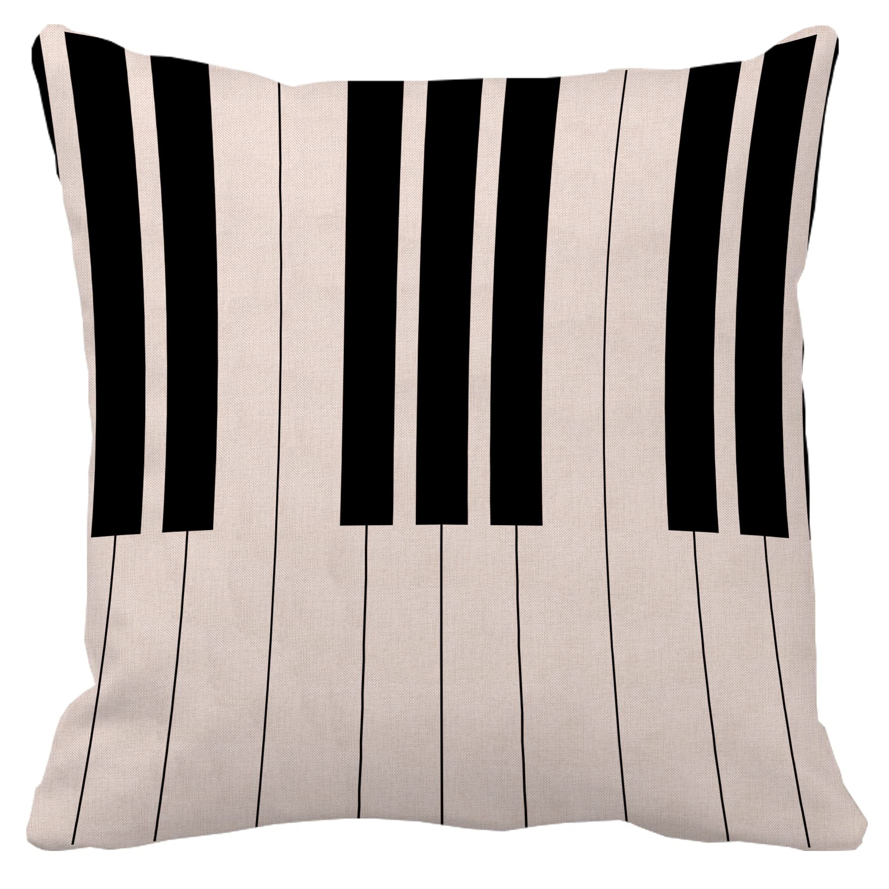 Decorbox Piano Keyboard Simple Music Theme Throw Pillow Case Fall Autumn Winter Christmas Themed Decor Pillowcase Sham Decorative Cushion Cover 20*20 Inch Beige Cotton Blend Linen Home Decoration Gift