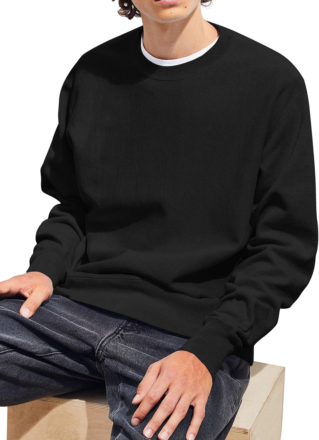 ZITY 3 Pack Men's Crewneck Sweatshirts Lightweight Long Sleeve Casual Pullover Moisture Wicking Sweatshirts for Men - Image 2