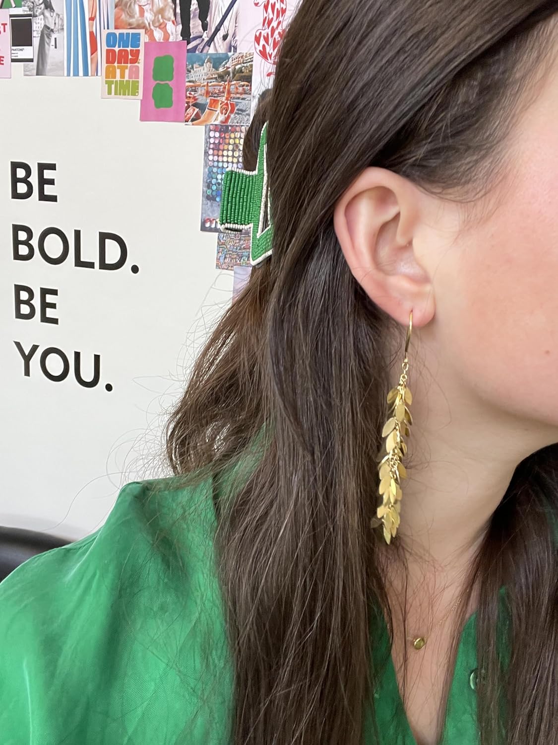 INK+ALLOY Gold Dangle Earrings for Women, Samantha Brass Metal Leaves Botanical Boho Statement Earrings Dangling, Hypoallergenic Handmade Jewelry for Women, 3.75-Inches (Gold)