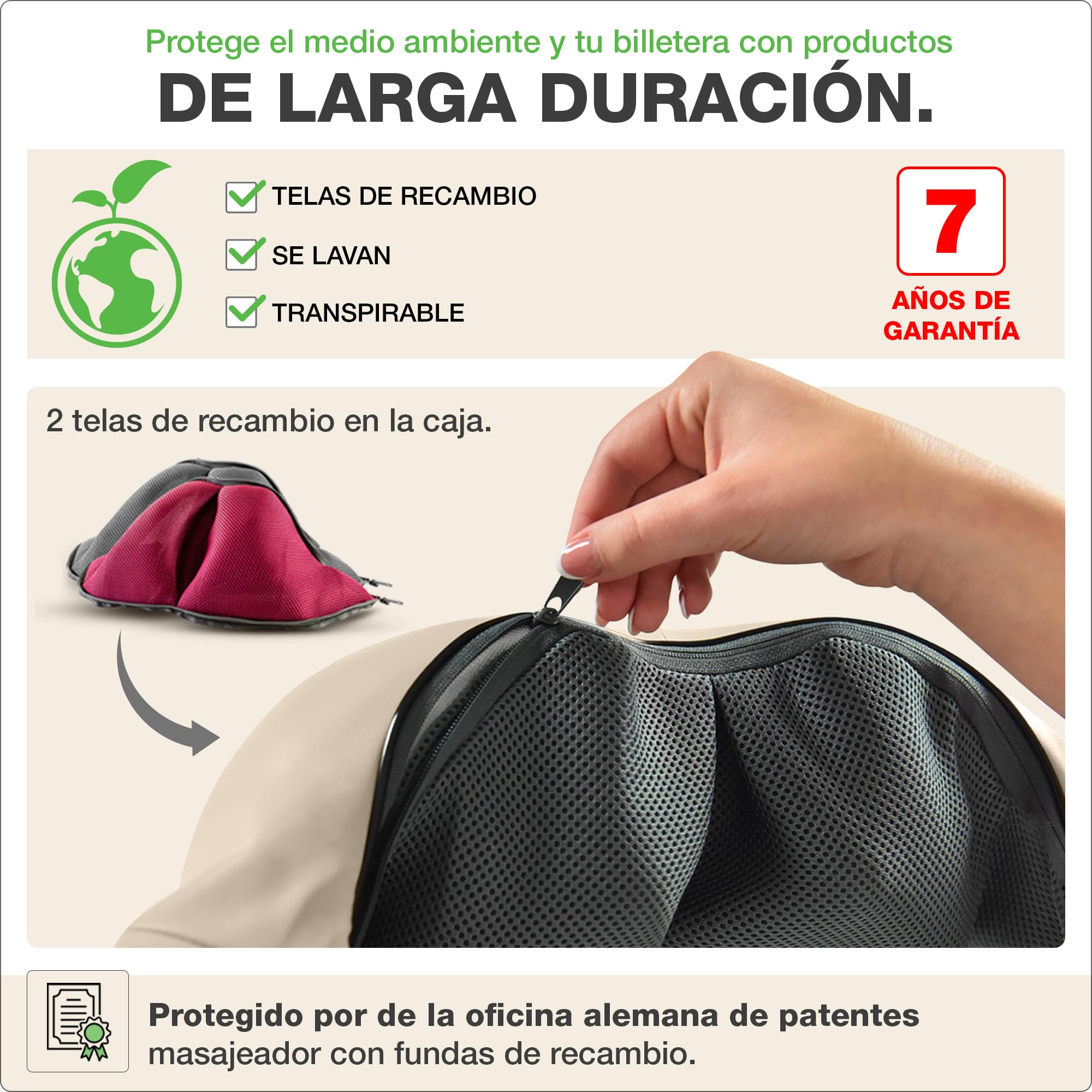 Donnerberg® Masajeador Cervical y Espalda Manual | Masajeador Cuello | 7 años de garantía | Masajeador Muscular | Calor Infrarrojo | Calidad Alemana
