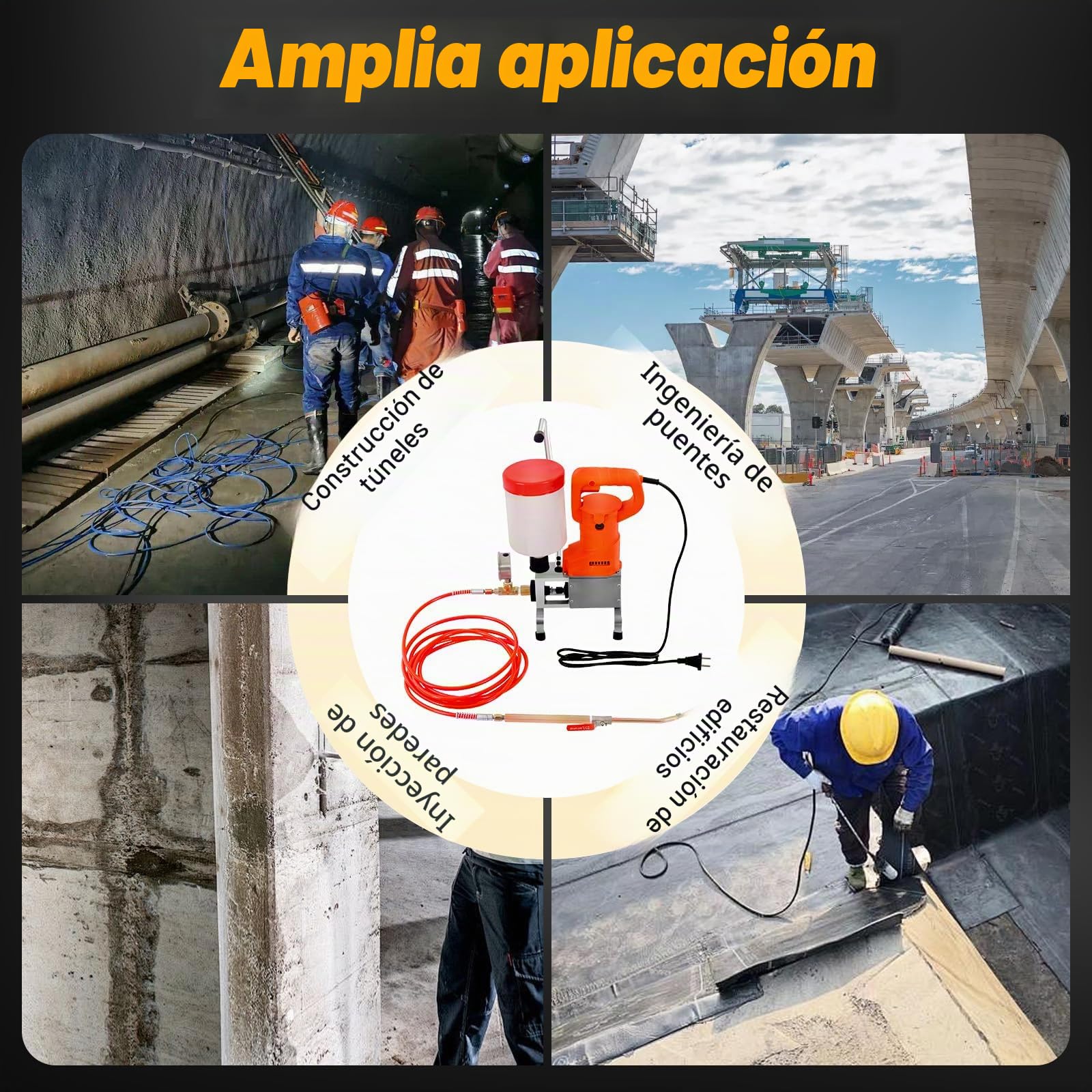 Bomba de inyección de alta presión | Máquina de compresión de alta presión | Sellado efectivo | Poliuretano y resina epoxi | 720W | 10.000 Pa