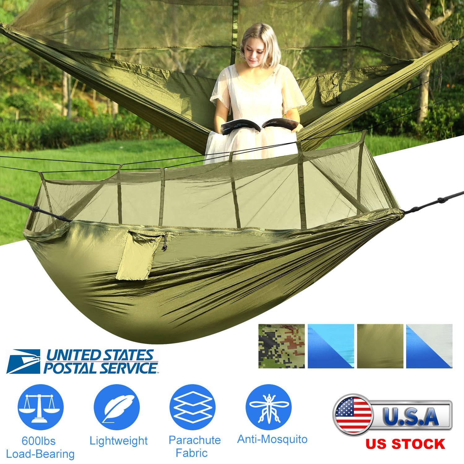 LUOOV Brazilian Double Hammock - Two Person Bed for Backyard, Porch, Outdoor and Indoor Use - Soft Woven Cotton Fabric