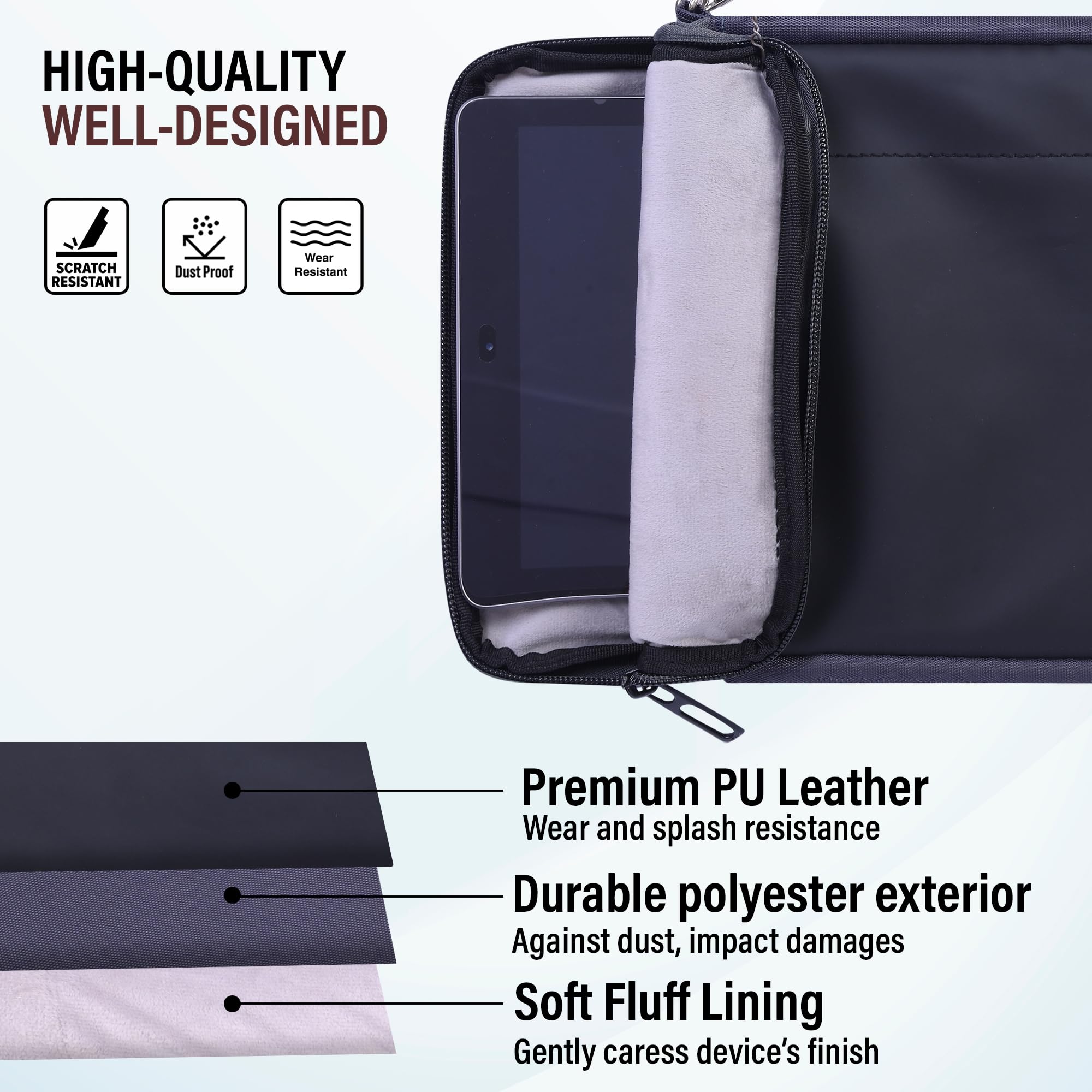 Tab-Pro Tablet Sleeve Bag Water-Resistant Case Cover Fits Upto 11.6 inch Tablets for Samsung/Lenovo/Galaxy Tab A9 Plus/S8/S9/Realme Pad/Honor X9/Xiaomi Mi pad 6/Redmi Pad/Oneplus Pad (Grey+Black) 3