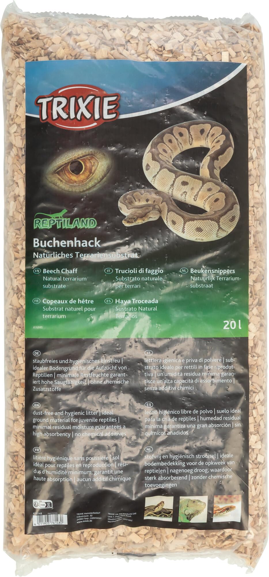 TRIXIE Natural Terrarium Substrate Reptiland Beech Chaff, 20 Liter