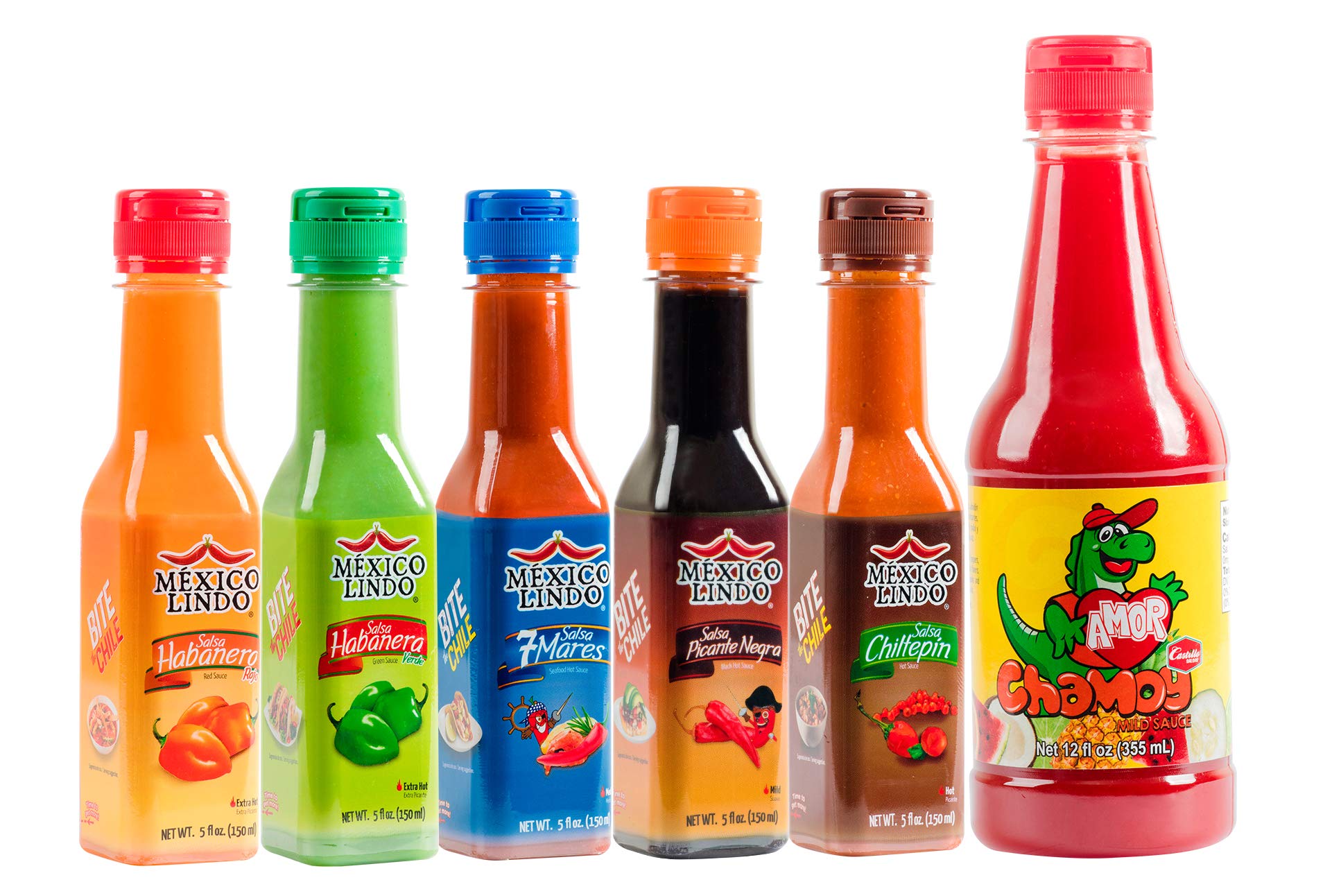 Mexico Lindo Hot Sauce Variety Pack Includes 1 Amor Chamoy Sauce & 5