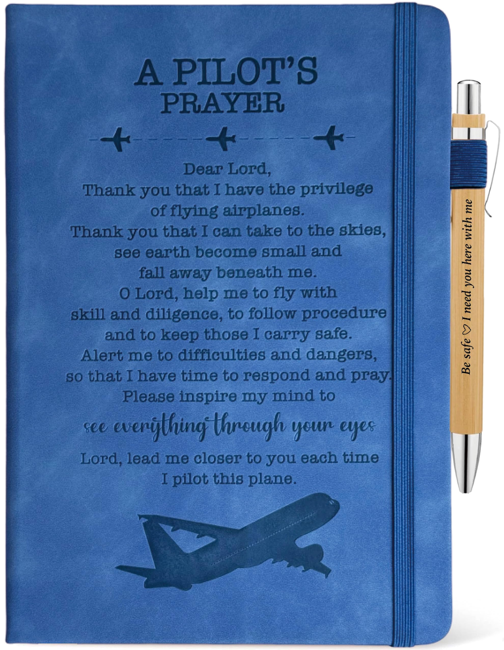 Gift for Pilot Men Women, Pilot Prayer Journal 200 Pages Blue Notebook Diary A5 Lined, Female Pilot Gift Ideas, Pilot Inspiring Gift, Thank You Gift