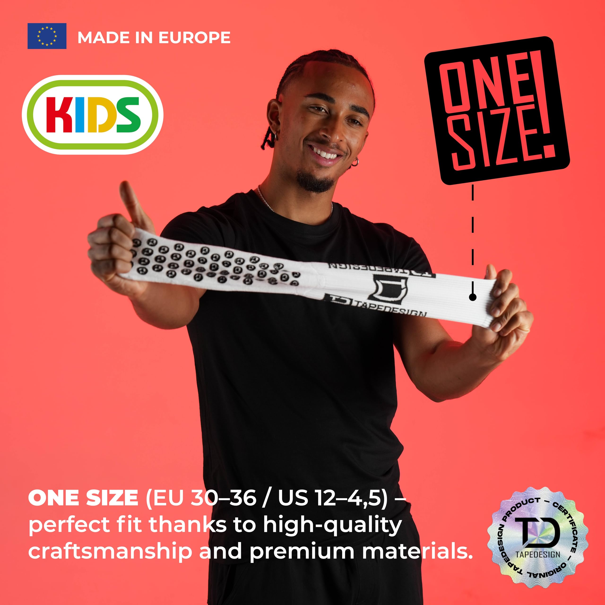 Tapedesign – Pack doble Allround Socks Kids – 2 pares de calcetines de fútbol antideslizantes para niños – Agarre perfecto y comodidad – Calcetines deportivos antideslizantes para entrenamiento y