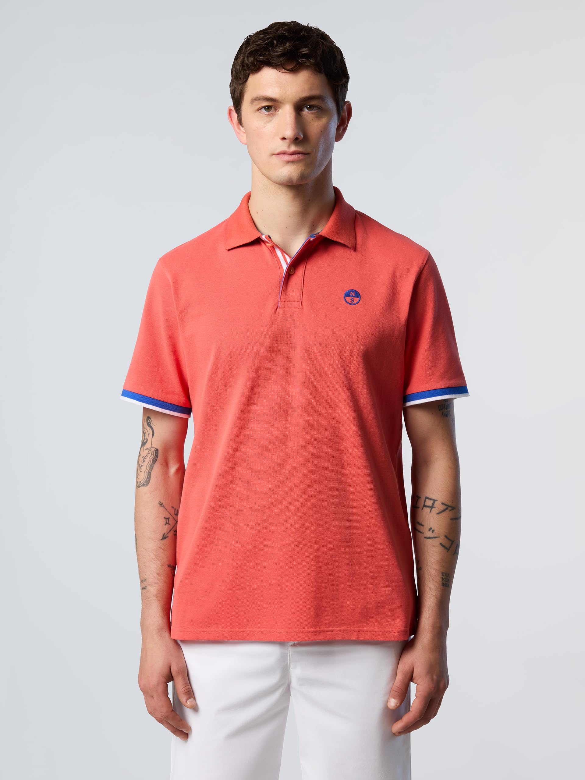 NORTH SAILS Polo Uomo in piqué di Cotone Organico con Motivo a Righe