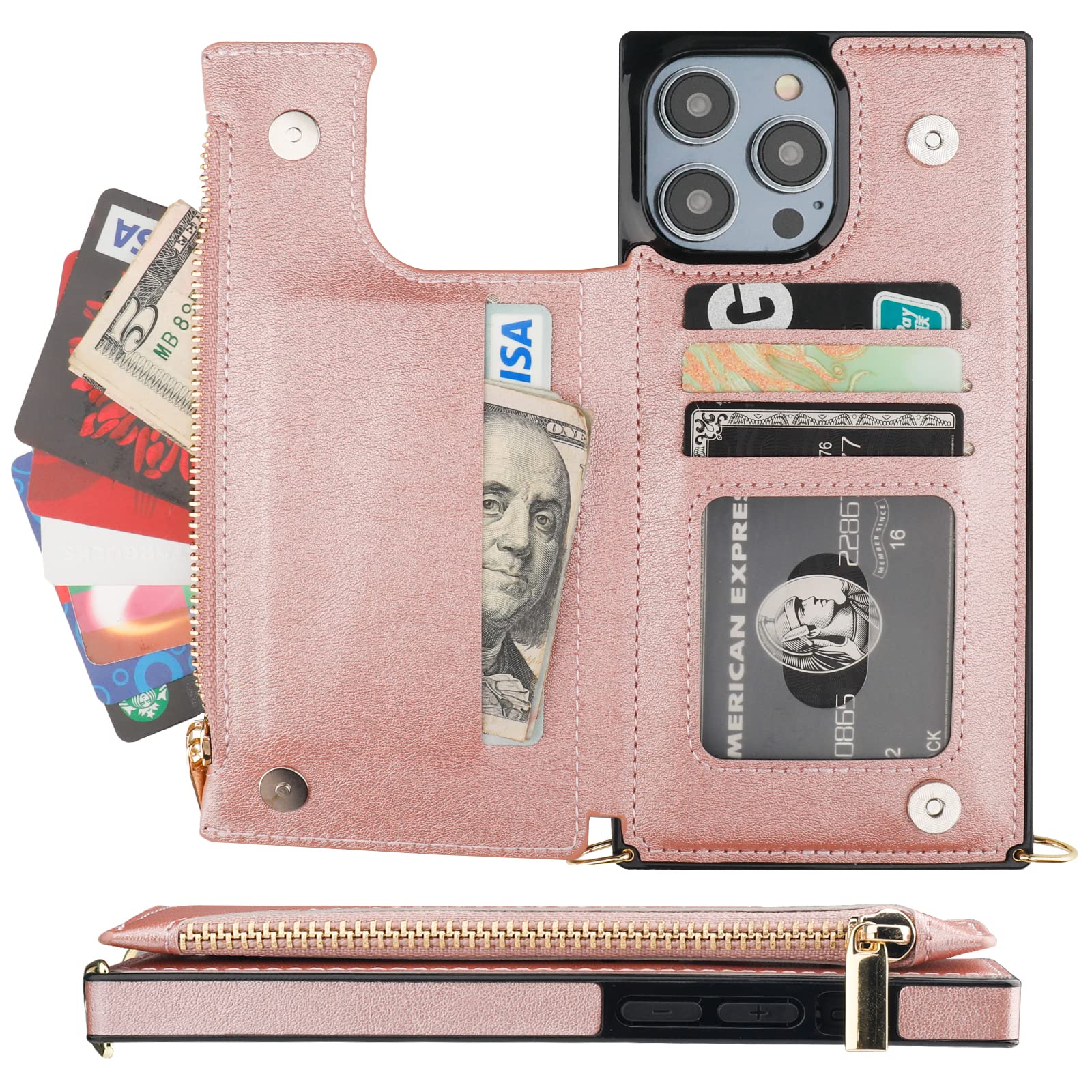 Bocasal A Stylish Crossbody Wallet Case For IPhone 13 Pro Max A Slim Leather Case