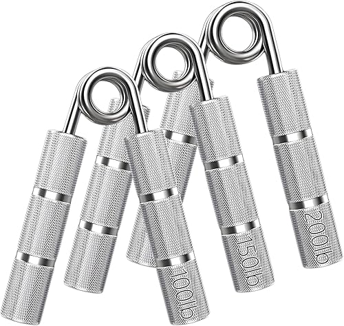 XGQQ Paquete de 7 fortalecedores de agarre de mano de metal de 50 libras-350 libras, gran muñeca y antebrazo, ejercitador de mano de agarre de mano
