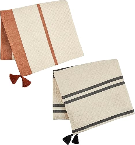 Miniatura 3 de Mud Pie Manta de cambray gofre, negra, 60 x 50 pulgadas