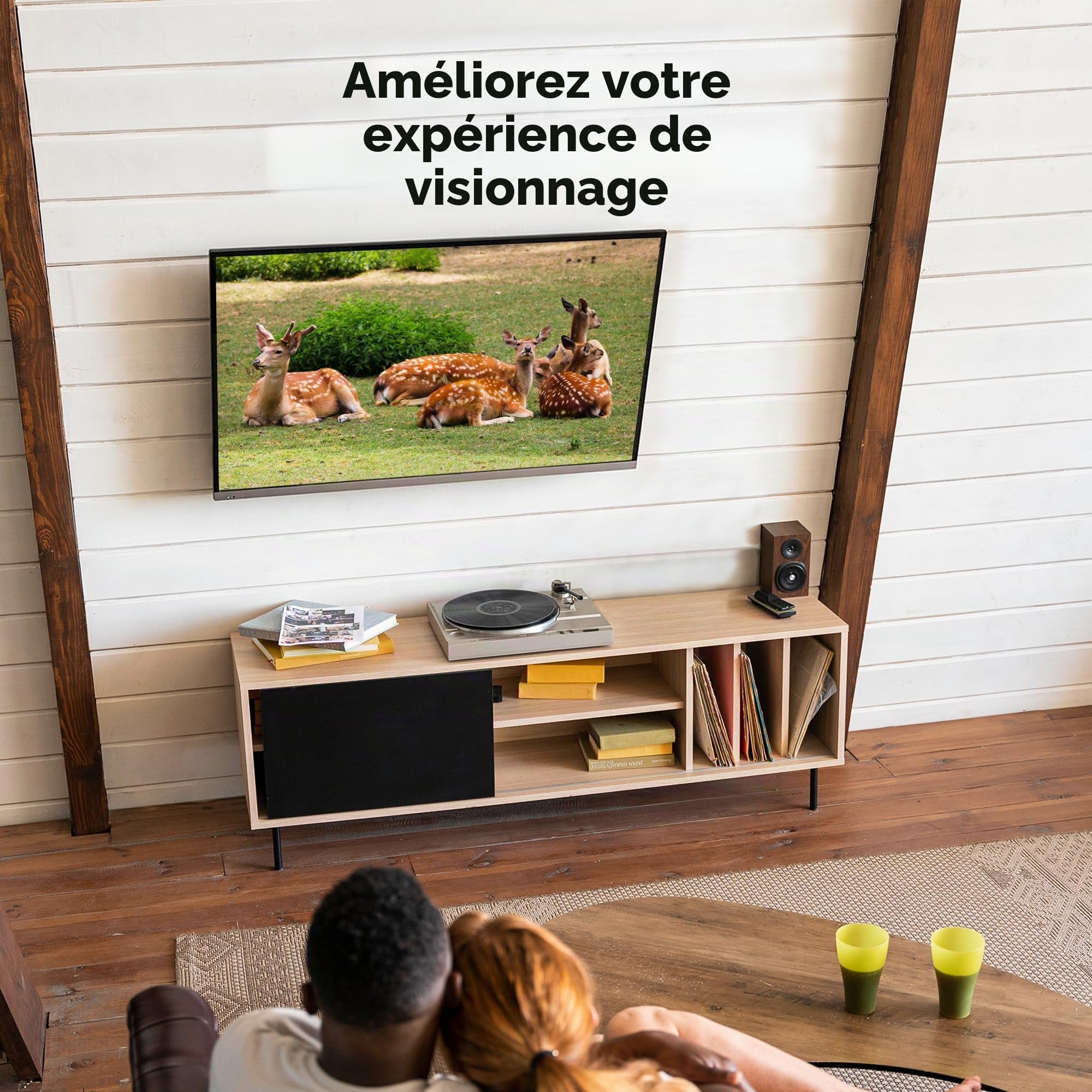 BONTEC Support TV Mural Inclinable et Orientable, Fixation Universelle pour Télévision et Moniteur Plat/Incurvé 13-30 Pouces, VESA 75x75/100x100mm, Charge Max 25kg, Rotation 360°