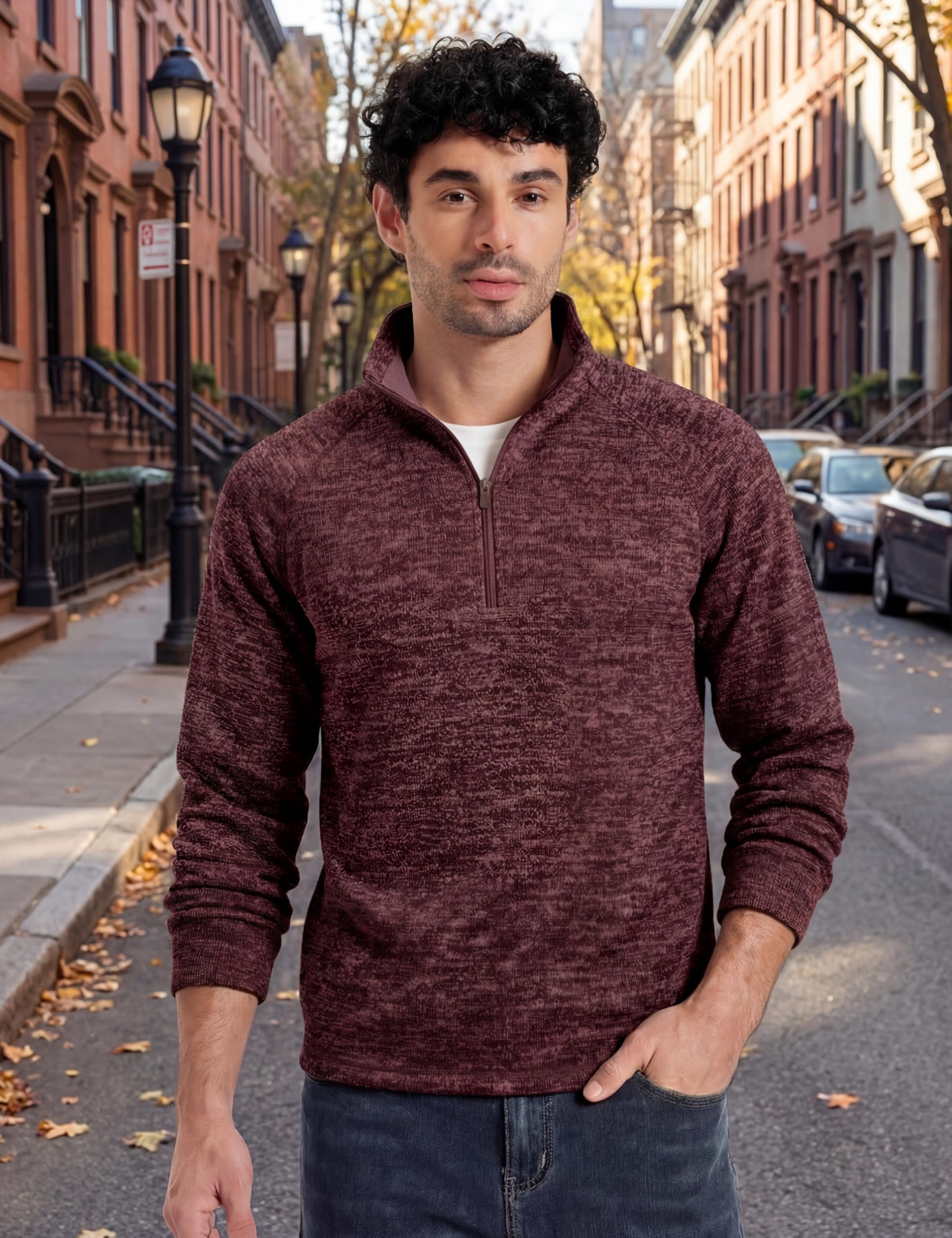 MAGCOMSEN Herren Pullover Sweatshirt Fleecepullover Winterpullover