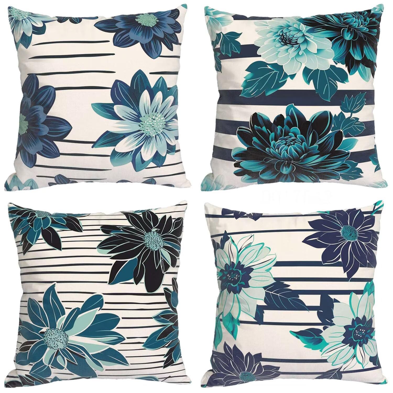 Coussin fleur canapé lot de 4 housses 50x50cm pour une décoration de salon cocooning