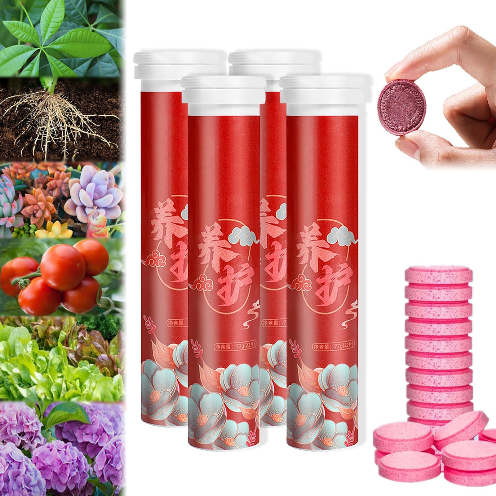 Organic Fertilizer Tablets (22Pcs) - Universal Slow-Release Soil Boost Tablets for Strong Root Growth, Succulents, Vegetables, Fruit, and Trees - Bone Meal Fertilizer for Plants (4 Pcs)