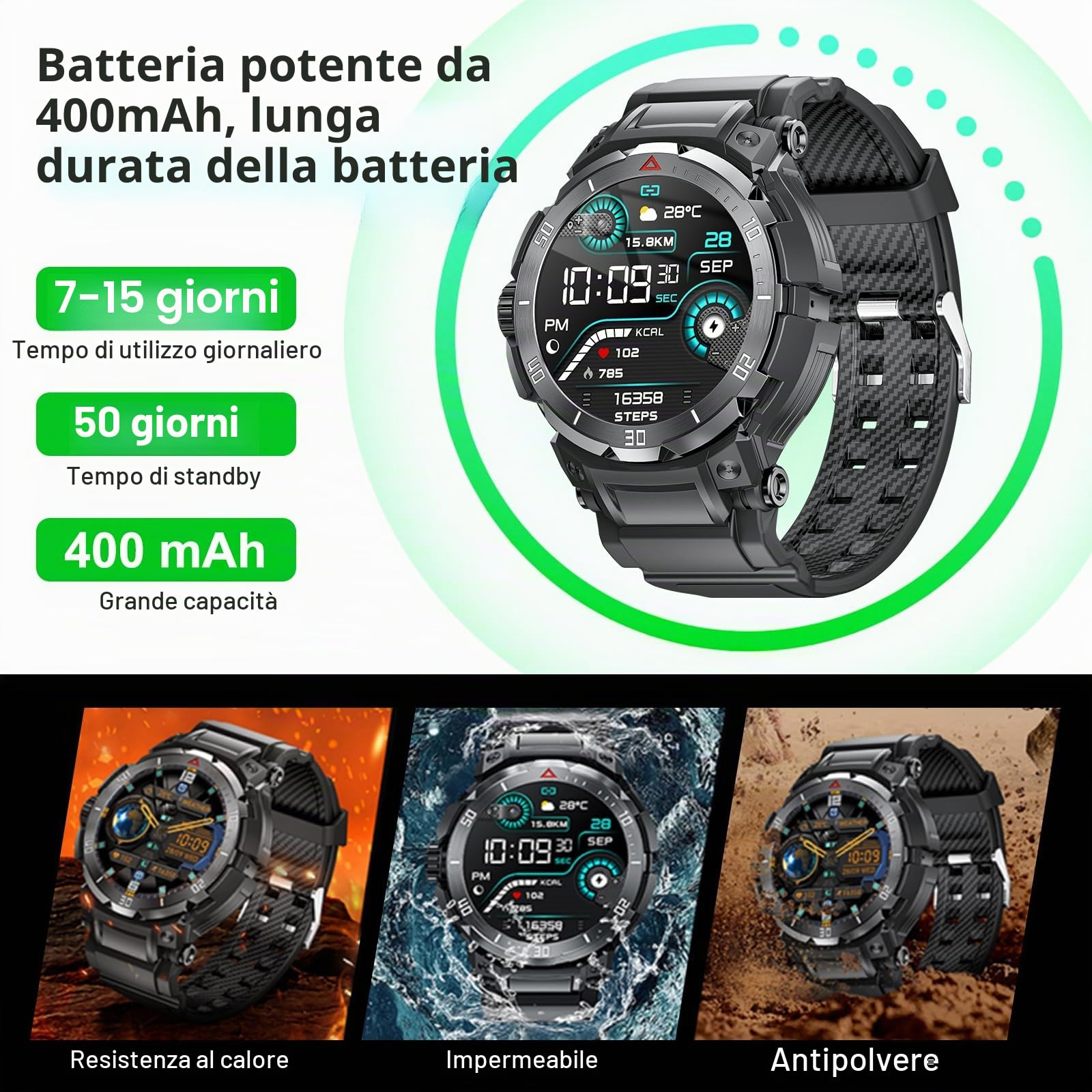 Smart Watch con cuffie da uomo, Bluetooth per chiamate può rispondere e effettuare chiamate, orologio fitness impermeabile IP67, fitness tracker