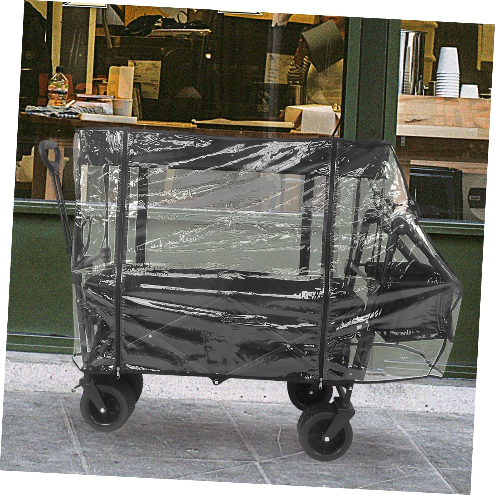 BESPORTBLE Transparente PVC Gartenwagen Abdeckung mit Zuverlässigem Regenschutz und Verschleißfestem Material für Outdoor Camping und Vielseitigen Schutz für Handwagen und Bollerwagen