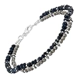 Unique' Sterling Silver Jade and Hematite Bead Bracelet, 7.5